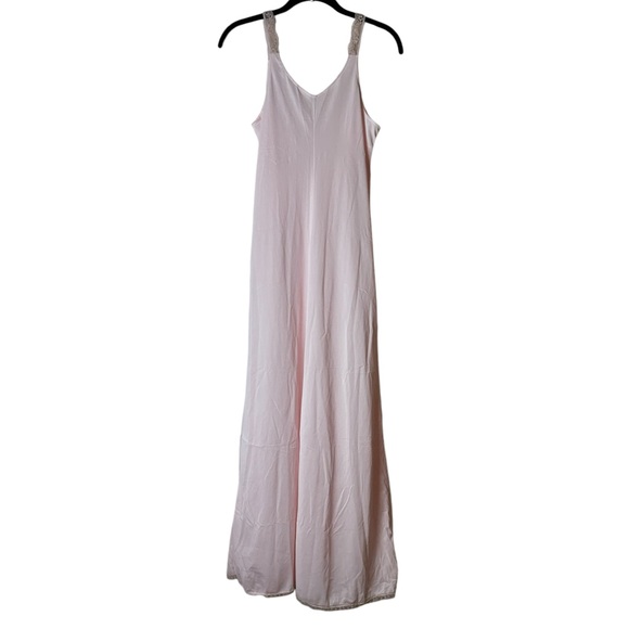 Vintage 80s Silky Nylon Lace Nightgown Slip Dress Romantic Cottage Small - Picture 6 of 6